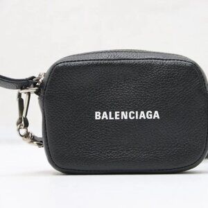 Balenciaga Cash Mini Pouch Shoulder Bag Pouch Crossbody Leather - Black